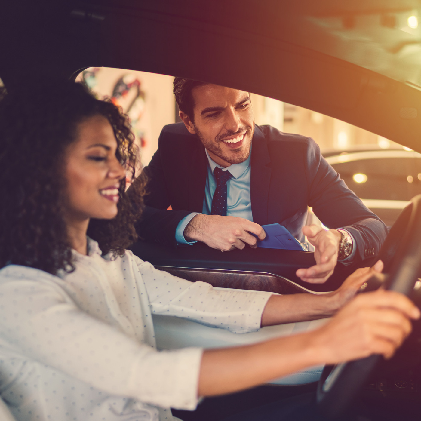 Man and woman in car