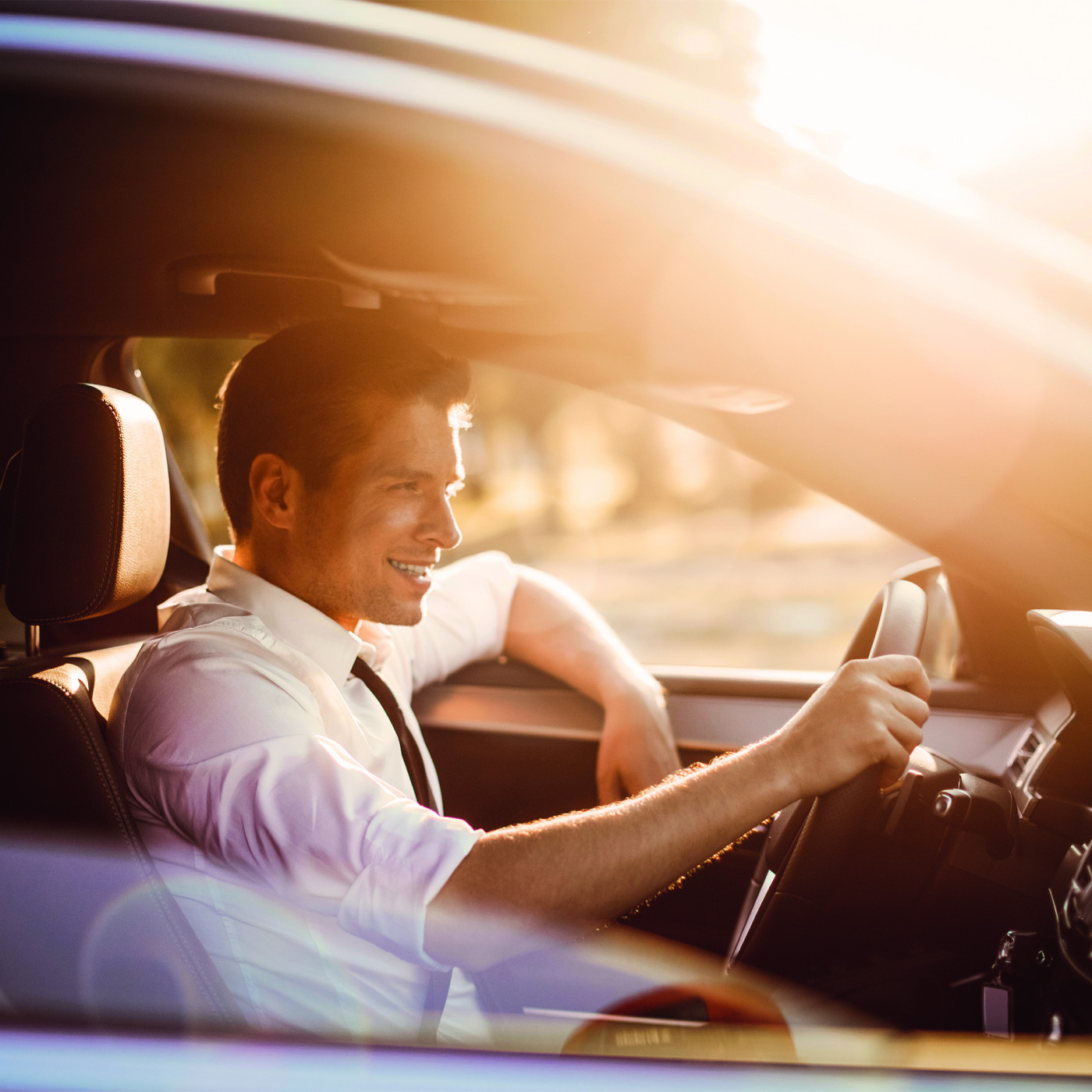 Man driving car